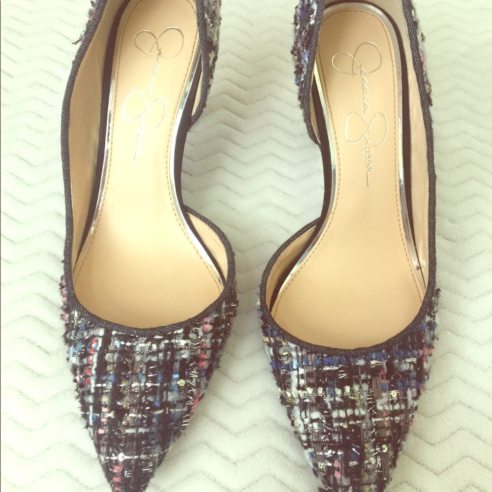 💖🖤Jessica Simpson Tweed Pointed-Toe Heels🖤💖